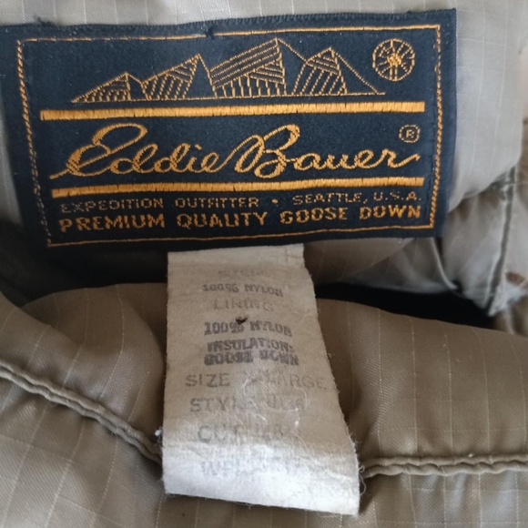 Vintage Eddie Bauer Goose Down Quilted Puffy Slippers with Leather Sole